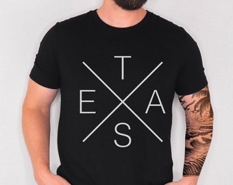 Texas T-shirt, Modern Texas Shirt, Typographic Texas T-shirt, Texas Gift, Gift for Texan, Texas Birthday Gift, Birthday Gift for Texan