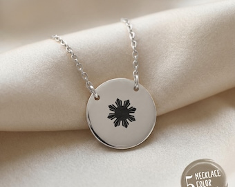 Philippines Flag Sun Star Symbol Necklace | Circle Pendant Engraving