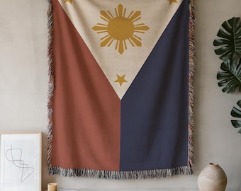 Philippines Flag Woven Blanket | Cozy Filipino Cotton Throw Blanket and Wall Tapestry