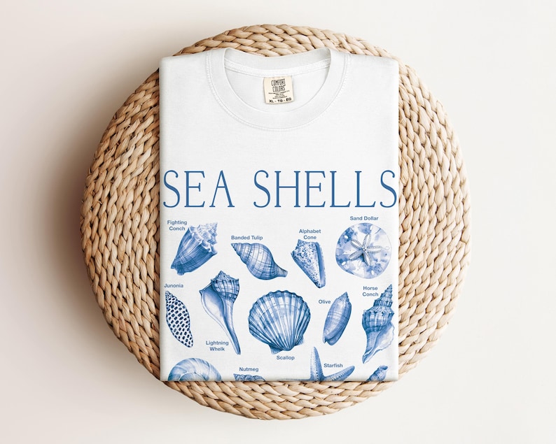 Comfort Colors Seashells-T-shirt: Coastal Vacation-T-shirt afbeelding 3