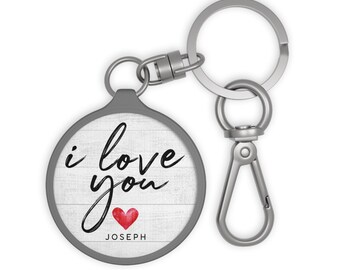 Personalized I Love You Heart Keyring Tag | Custom Keychain Gift for Loved Ones