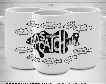 Personalized Dad Mug, Dad's Catch Mug, Dad Fishing Mug, Coffee Mug for Dad, Father's Day Gift, Gift for Dad, Custom Father's Day Mug