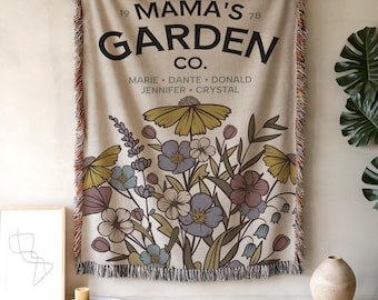 Personalized Mother's Day Woven Blanket | Custom Cozy Throw Blanket and Wall Tapestry Gift Idea for Mama Lola Mom Grandma Mimi