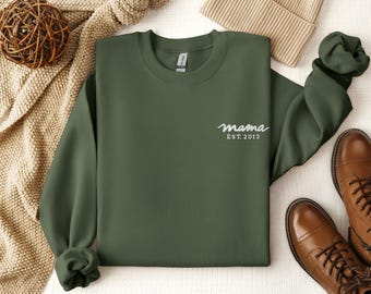 Personalized Embroidered Mama Sweatshirt: Custom Mom Gift