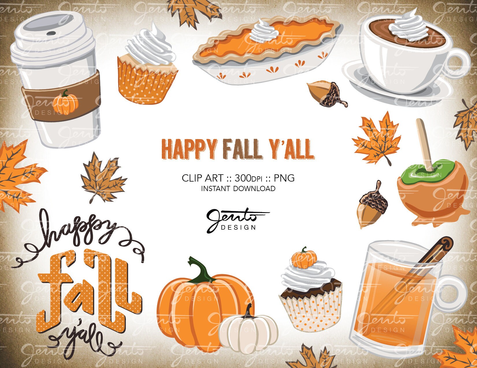 Happy Fall Y'all Watercolor Print with hand lettering Happy Fall Y'all Watercolor Print with hand lettering