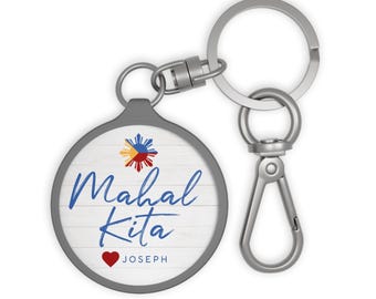 Personalized Philippines Mahal Kita "I Love You" Heart Keyring Tag | Custom Filipino Keychain Gift for Loved Ones