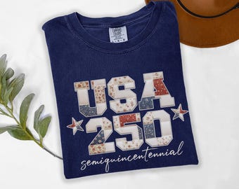 Comfort Colors® USA 250 Anniversary Vintage Patchwork | Semiquincentennial 4th of July Shirt
