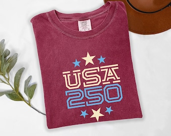Comfort Colors® USA 250 Years Anniversary Shirt, America Semiquincentennial Tank, Patriotic Shirt, 4th of July T-Shirt