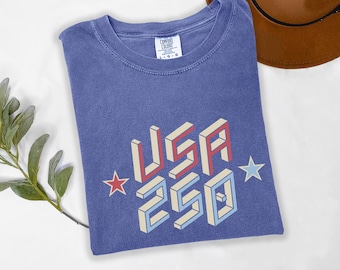 Comfort Colors® America 250 Years Anniversary Shirt, USA Semiquincentennial Tank, Patriotic Shirt, 4th of July T-Shirt