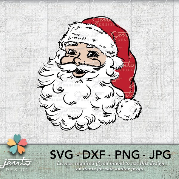 Père Noël vintage, Jolly Old Saint Nick, téléchargement numérique, père Noël Old School, couper des fichiers, Cricut, camée silhouette, SVG, DXF, PNG, jpg