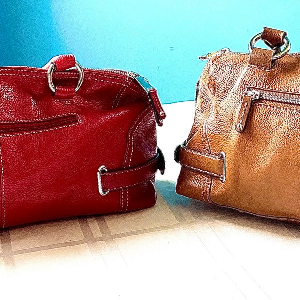 Tignanello leather brown and red satchel purses
