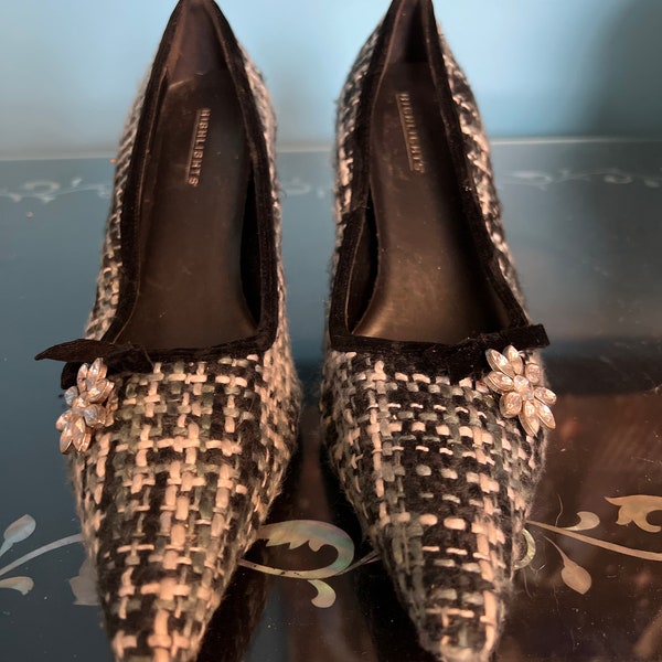 1980 Higlight tweed shoes 7.5 with rhinestone elements