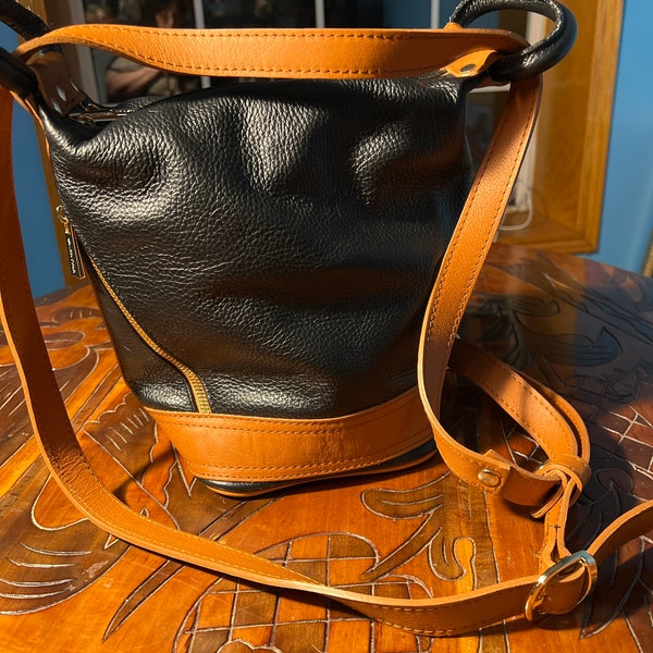 Valentina black/brown leather made in Italy vintage purse