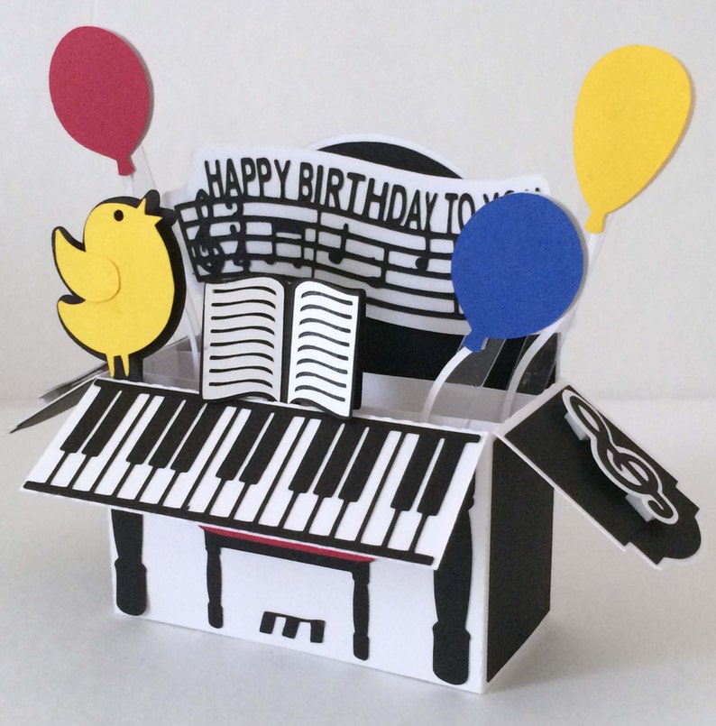 Download Happy Birthday Piano Card In A Box 3D SVG | Etsy
