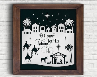 O Come Let Us Adore Him Christmas SVG Art