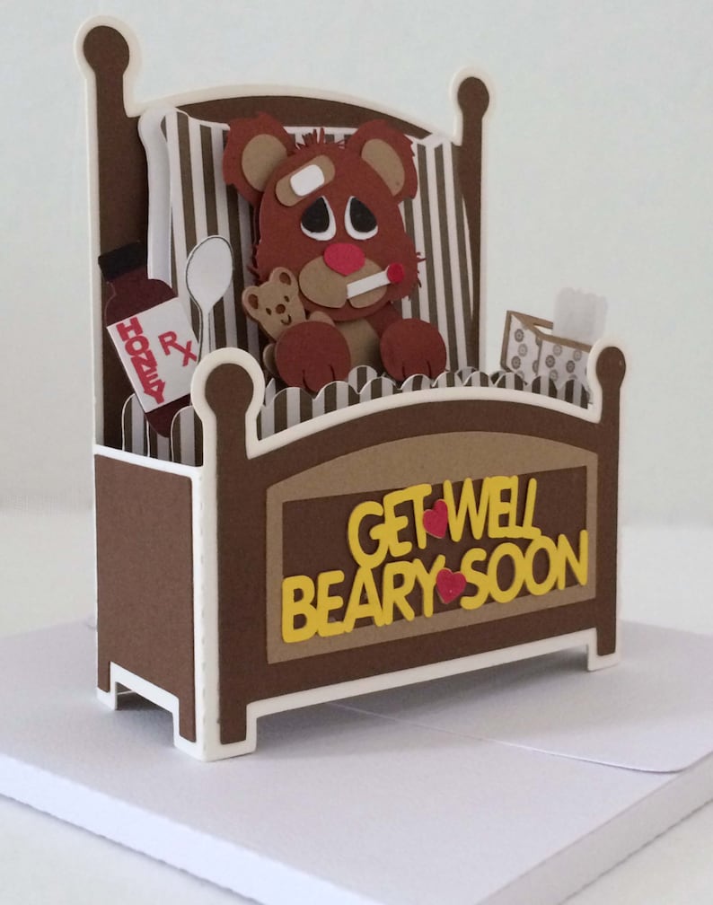 Get Well Bear Card In A Box 3D SVG image 4