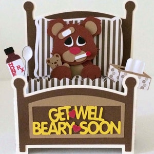 Get Well Bear Card in A Box 3D SVG - Etsy Australia