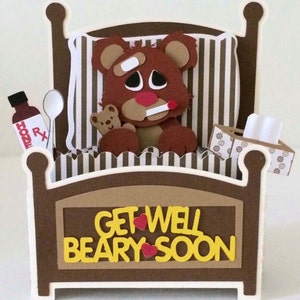 Get Well Bear Card In A Box 3D SVG image 3