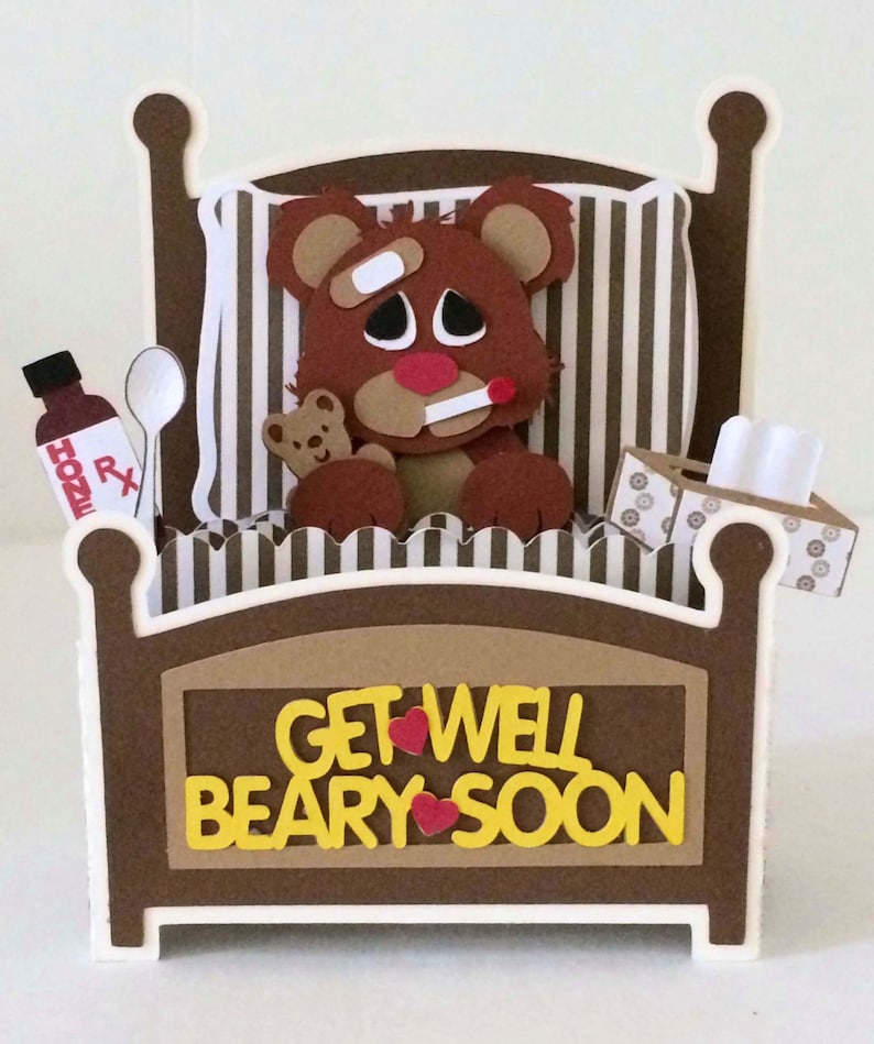 Get Well Bear Card In A Box 3D SVG image 3