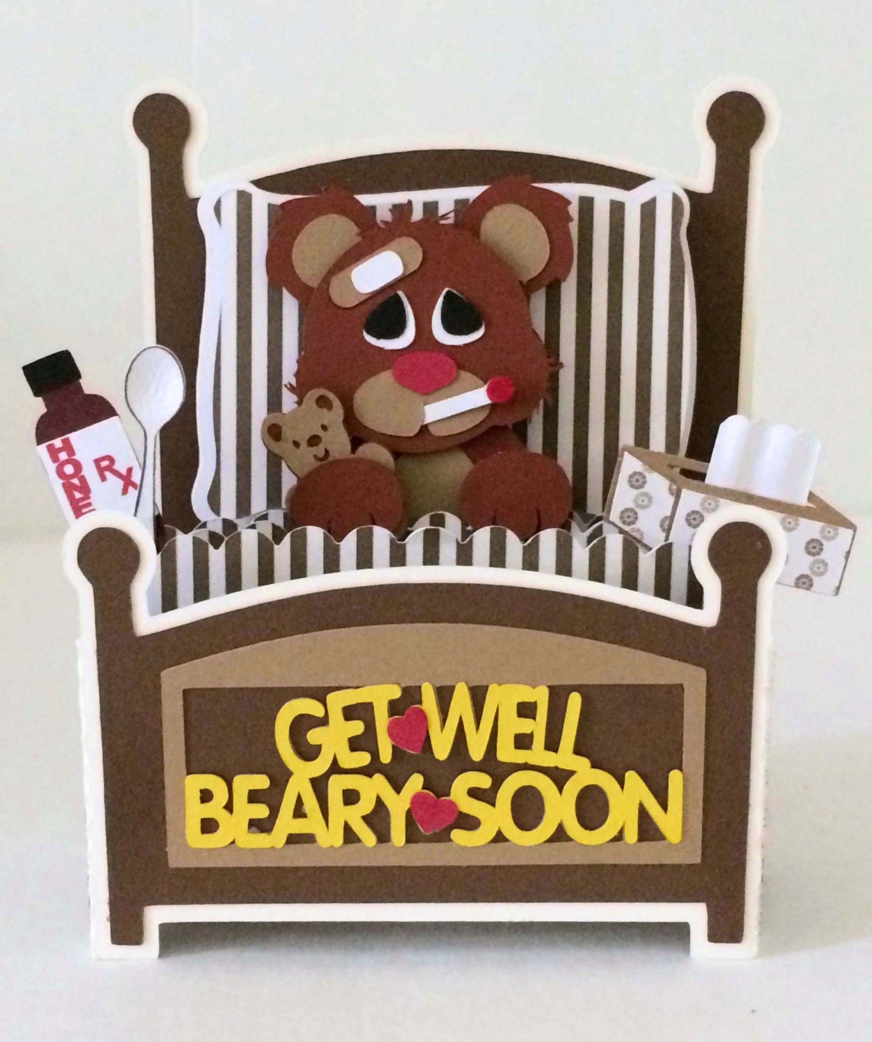Get Well Bear Card in A Box 3D SVG - Etsy