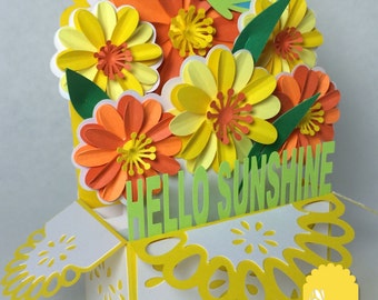 Carte de bouquet de soleil dans une boîte SVG 3D