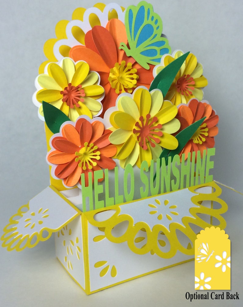 Download Sunshine Bouquet Card In A Box 3D SVG | Etsy