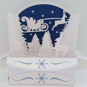 Santa Silhouette Kaart in een doos 3D SVG