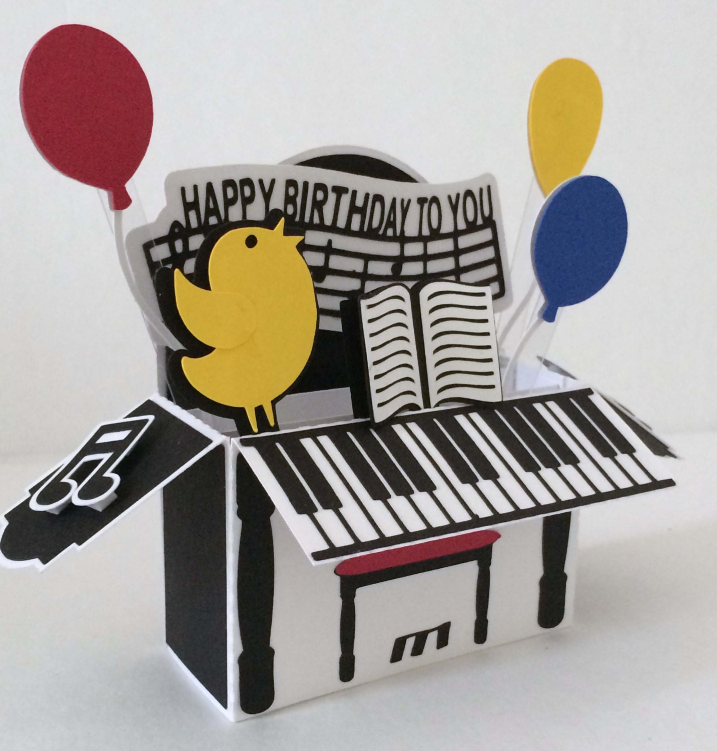 Download Happy Birthday Piano Card In A Box 3D SVG | Etsy