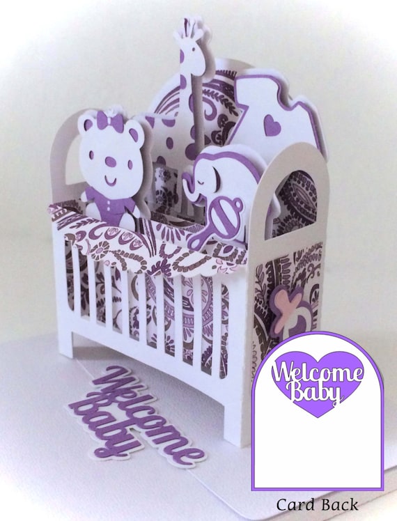 Download Baby Crib Card In A Box 3d Svg Etsy