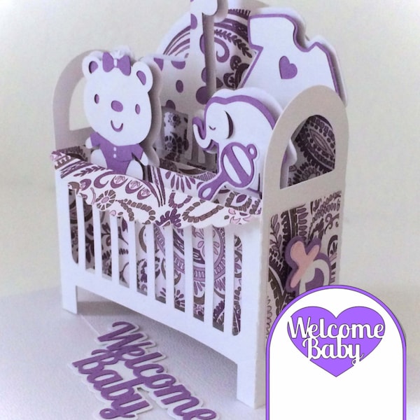 Baby Crib Card In A Box 3D SVG