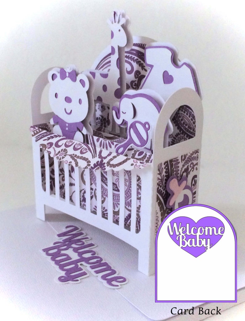 Download Baby Crib Card In A Box 3D SVG | Etsy