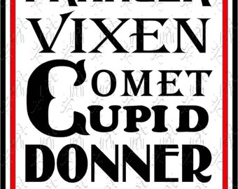Reindeer Names Art SVG