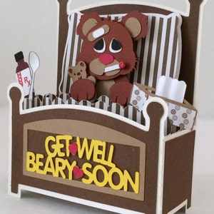 Get Well Bear Card In A Box 3D SVG image 2