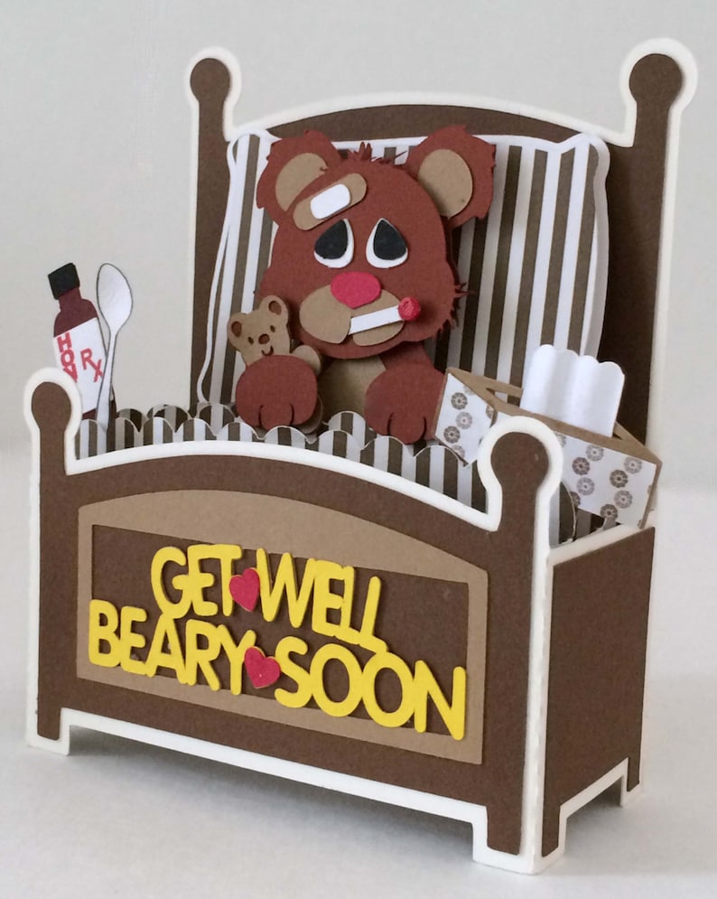 Get Well Bear Card In A Box 3D SVG image 2