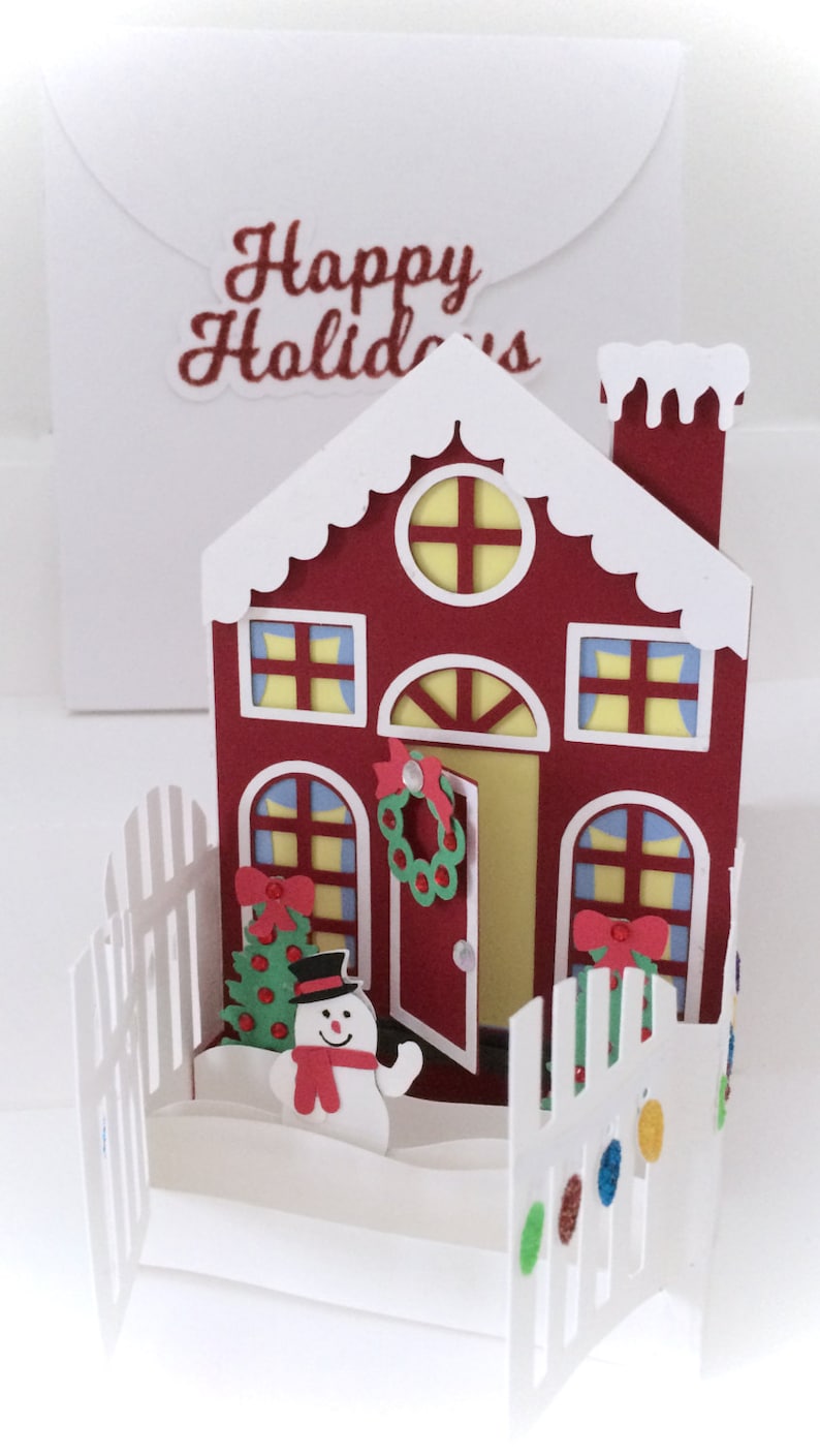 Download Holiday House Card In A Box 3D SVG | Etsy