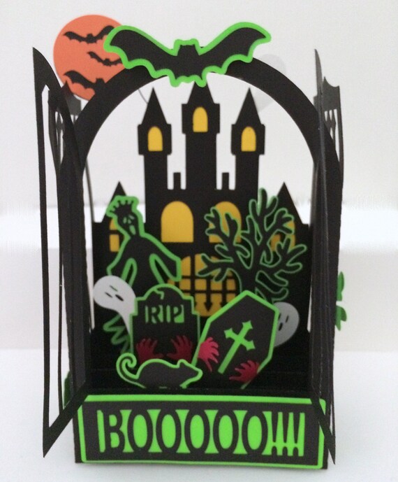 Download Haunted Castle Card In A Box 3d Svg Etsy