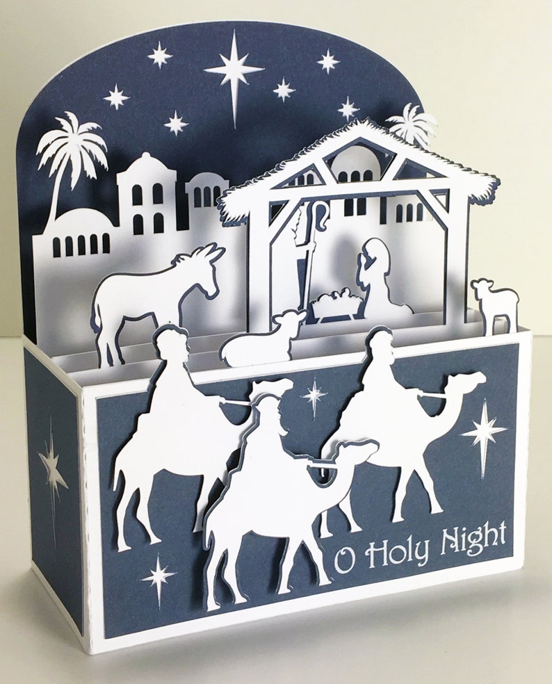 Nativity Christmas Card In A Box 3D SVG | Etsy