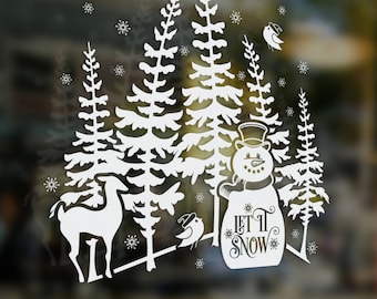 Let It Snow Christmas Snowman Scene Art SVG