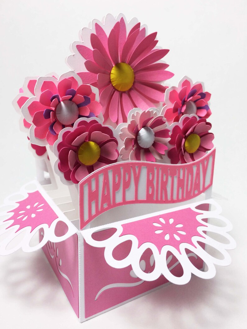 Bouquet Card in A Box 3D SVG - Etsy