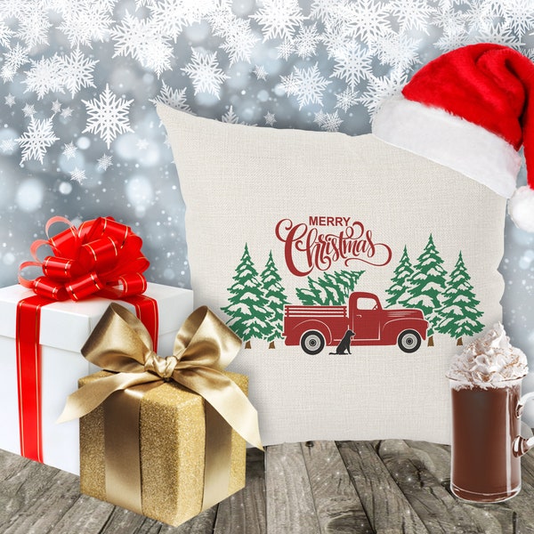 Christmas Red Truck SVG Art
