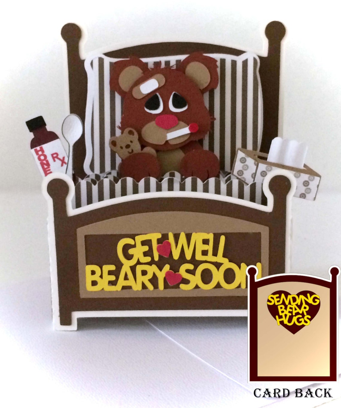 Get Well Bear Card in A Box 3D SVG - Etsy