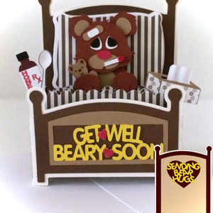 Get Well Bear Card In A Box 3D SVG image 1