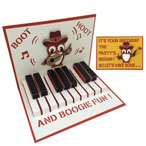 Happy Birthday Country Owl, Piano, 3D Popup SVG Cutting File