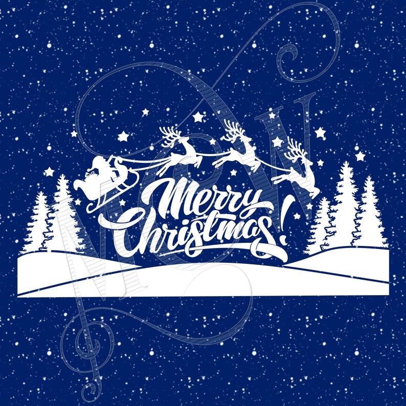 Merry Christmas Santa Sleigh 2 for Vinyl, Sublimation, Stencils Merry Christmas Santa Sleigh 2 for Vinyl, Sublimation, Stencils