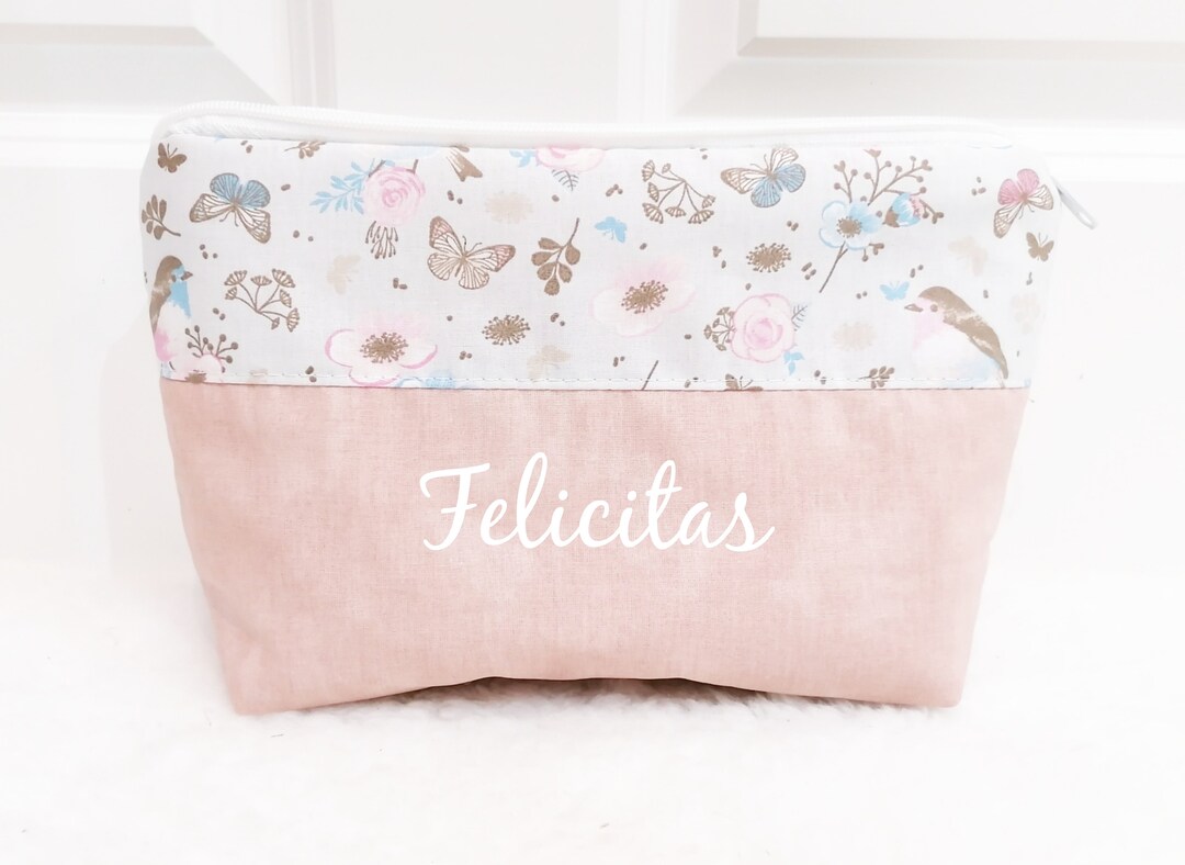 Toiletry Bag Name Toiletry Bag Bird Toiletry Bag Beige Etsy