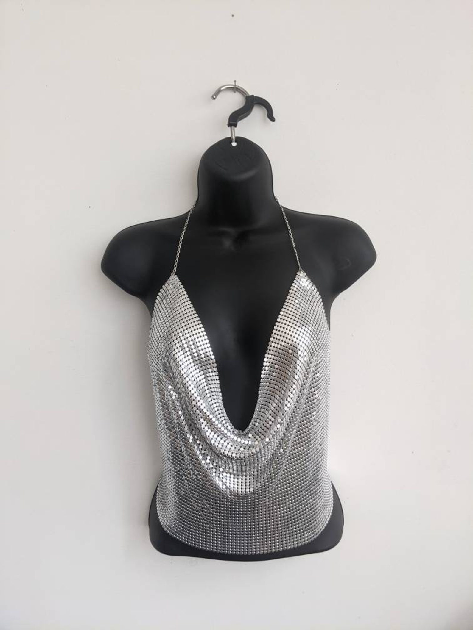 silver mesh top