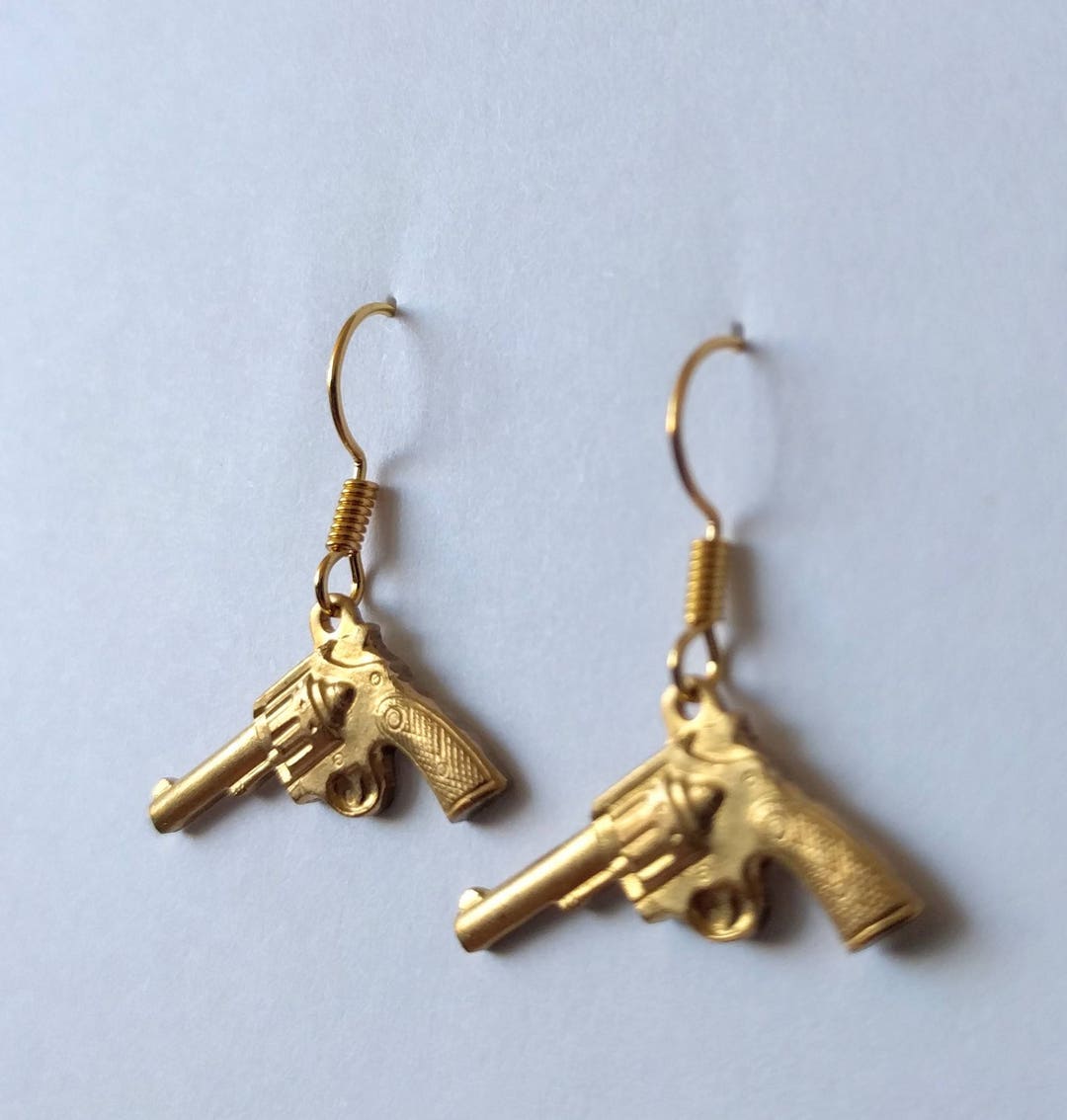 Small Brass Gun Earrings Brass W Nickle Free Hooks Etsy