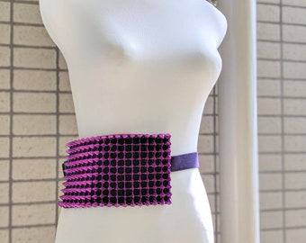 Festival fanny pack - purple spike mesh hip bag, convertible purse cross body bag, flat, burning man, pride, bum bag, custom size