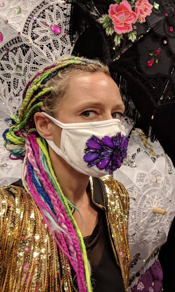 Dust Mask Face Mask White Cloth Surgical Mask W Purple Gem Etsy