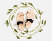 FREE SHIPPING - Black pony and rose gold Persephone Greek sandals, handcrafted in genuine leather.